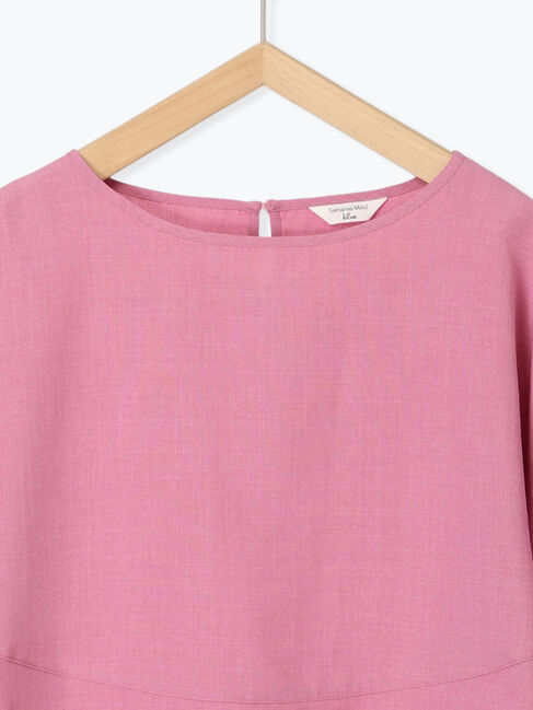 Samansa Mos2 blue「リネンタッチバルーンスリーブブラウス」|シャツ・ブラウス|