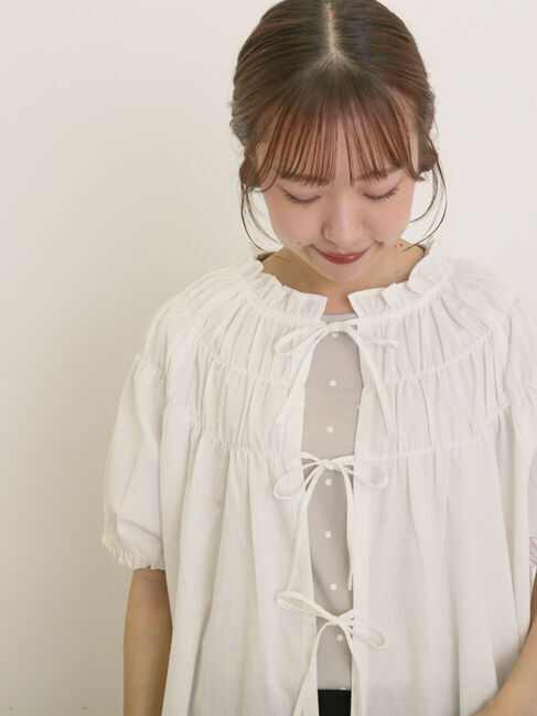 Samansa Mos2「前後2WAYリボンギャザーブラウス」|シャツ・ブラウス|
