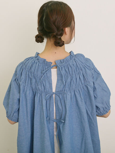 Samansa Mos2「前後2WAYリボンギャザーブラウス」|シャツ・ブラウス|