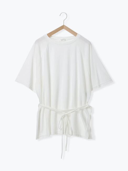 Samansa Mos2 blue「◎【接触冷感】ウエストリボンTシャツ」|Tシャツ・カットソー|