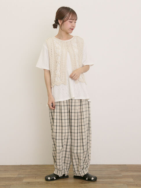 Samansa Mos2「アイレット切替フリルカットソー」|Tシャツ・カットソー|