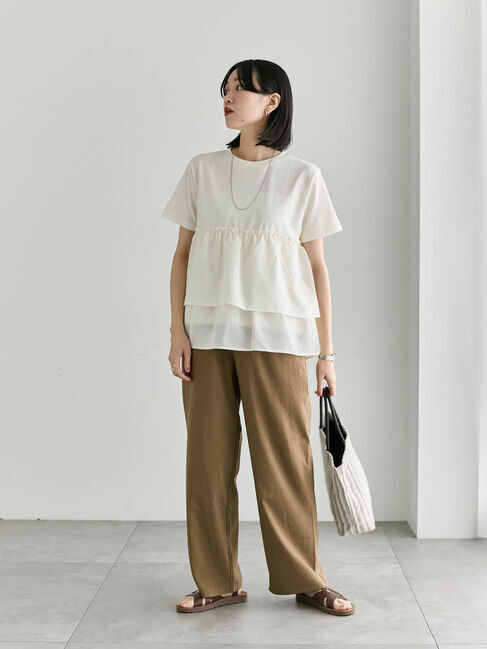 Samansa Mos2 blue「【接触冷感】ドッキングティアードプルオーバー」|Tシャツ・カットソー|