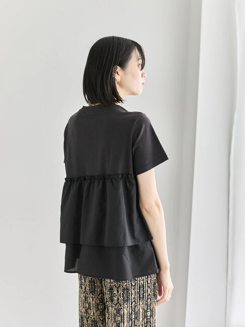 Samansa Mos2 blue「【接触冷感】ドッキングティアードプルオーバー」|Tシャツ・カットソー|