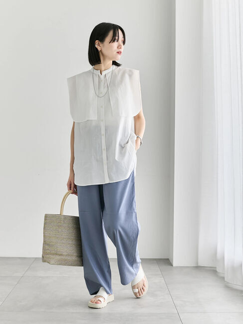 Samansa Mos2 blue「【接触冷感】ワイドイージーパンツ」|その他|