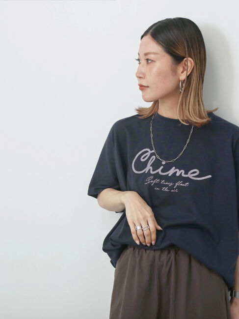 Samansa Mos2 blue「【接触冷感】ドルマンギャザー刺繍Tシャツ」|Tシャツ・カットソー|