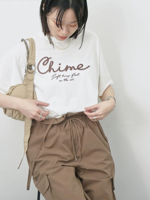 Samansa Mos2 blue「【接触冷感】ドルマンギャザー刺繍Tシャツ」|Tシャツ・カットソー|