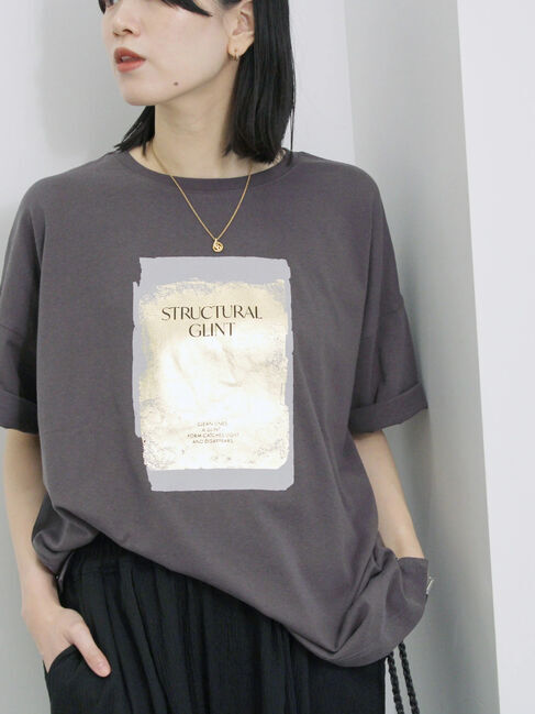 Samansa Mos2 blue「◎箔プリントTシャツ」|Tシャツ・カットソー|