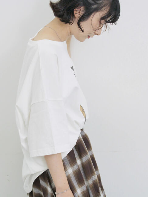 Samansa Mos2 blue「◎箔プリントTシャツ」|Tシャツ・カットソー|