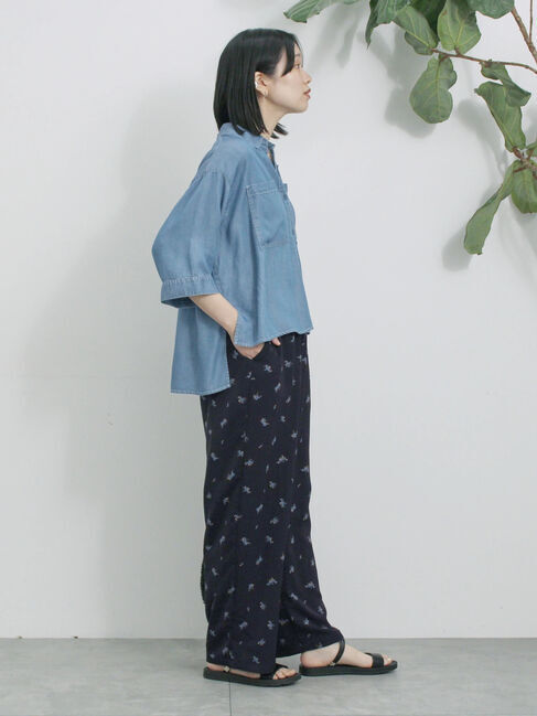 Samansa Mos2 blue「花柄イージーパンツ」|その他|