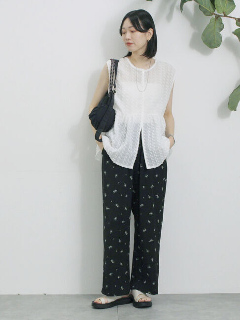 Samansa Mos2 blue「花柄イージーパンツ」|その他|