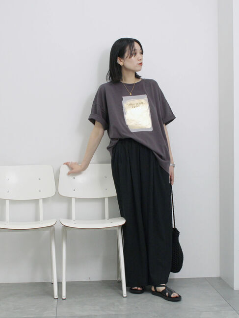 Samansa Mos2 blue「楊柳ハイウエストパンツ」|その他|