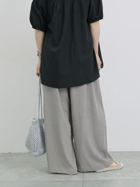 Samansa Mos2 blue「楊柳ハイウエストパンツ」|その他|