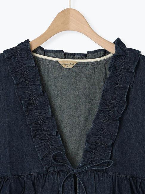 Samansa Mos2「刺繍デニムベスト」|ダウンベスト・ベスト|