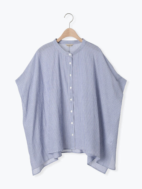 Samansa Mos2「柄アソート肩タックバンドカラーチュニック」|シャツ・ブラウス|