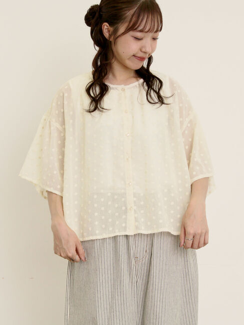 Samansa Mos2「シアー刺繍ブラウス」|シャツ・ブラウス|