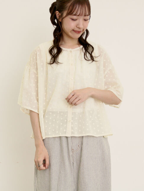 Samansa Mos2「シアー刺繍ブラウス」|シャツ・ブラウス|