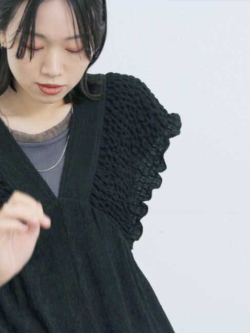 Samansa Mos2 blue「楊柳ワイドロンパース」|その他|