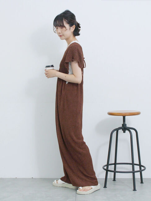 Samansa Mos2 blue「楊柳ワイドロンパース」|その他|