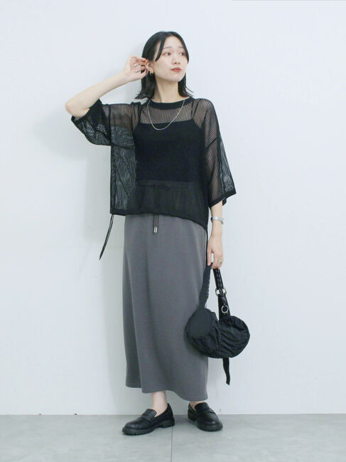 Samansa Mos2 blue「メッシュプルオーバー」|ニット・セーター|