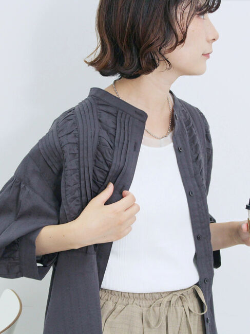 Samansa Mos2 blue「ピンタックブラウス」|シャツ・ブラウス|