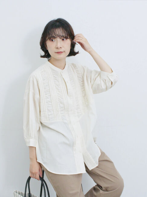 Samansa Mos2 blue「ピンタックブラウス」|シャツ・ブラウス|