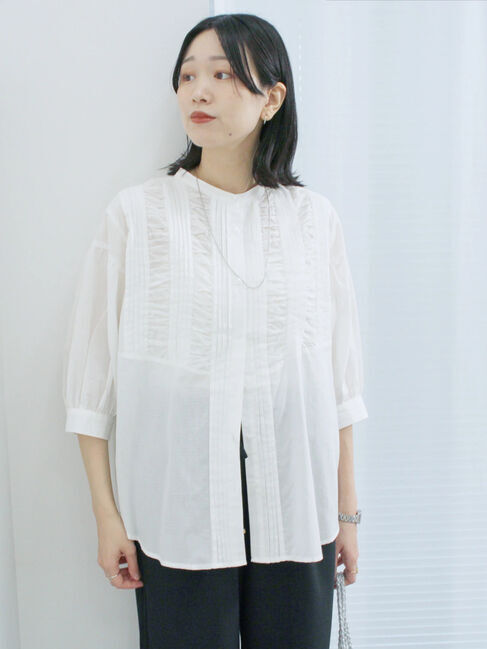 Samansa Mos2 blue「ピンタックブラウス」|シャツ・ブラウス|