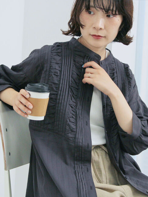 Samansa Mos2 blue「ピンタックブラウス」|シャツ・ブラウス|