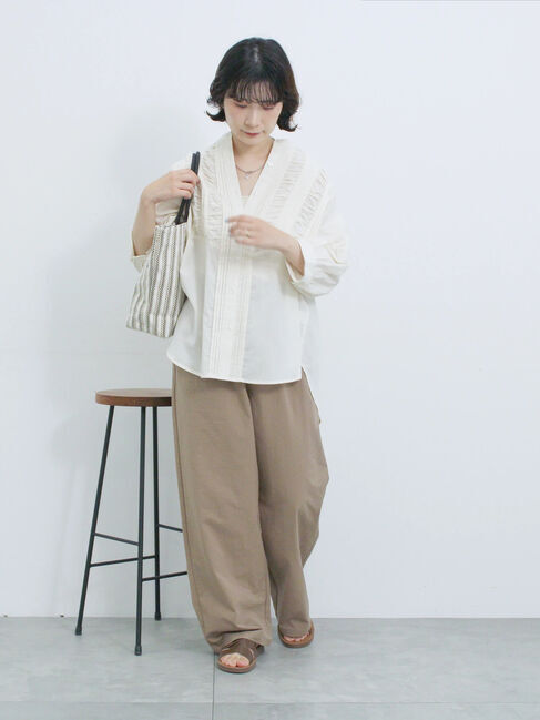 Samansa Mos2 blue「ピンタックブラウス」|シャツ・ブラウス|