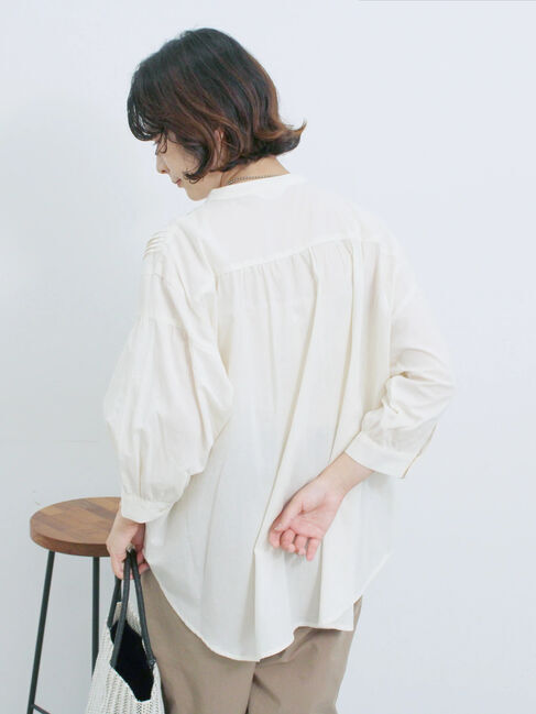 Samansa Mos2 blue「ピンタックブラウス」|シャツ・ブラウス|