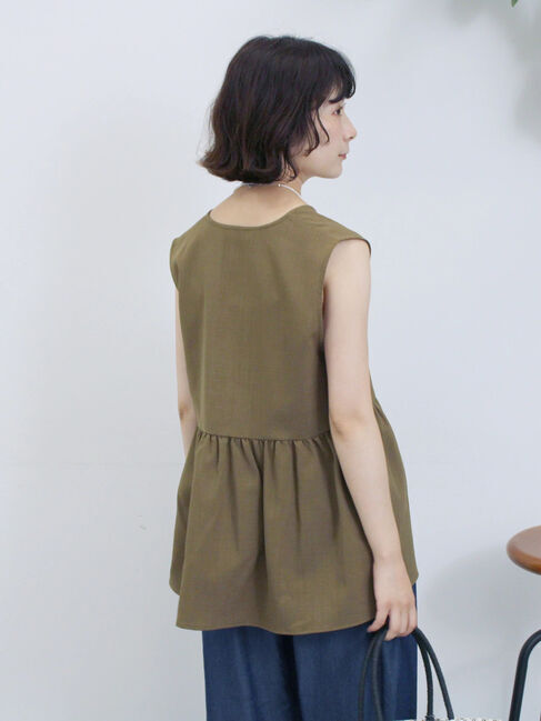 Samansa Mos2 blue「ジップベスト」|シャツ・ブラウス|