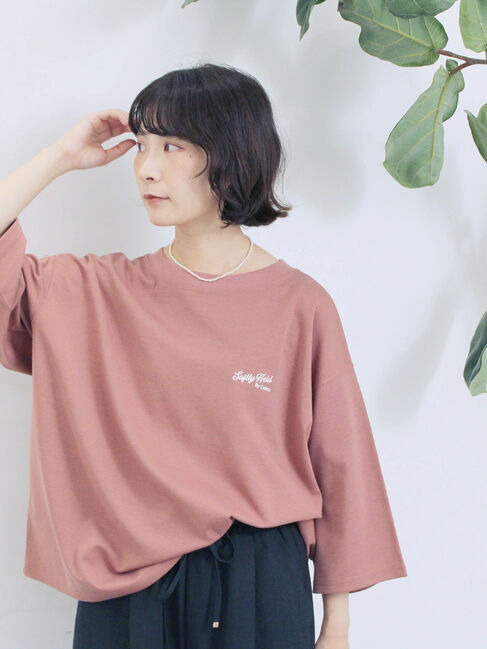 Samansa Mos2 blue「ポンチロゴ刺繍プルオーバー」|Tシャツ・カットソー|
