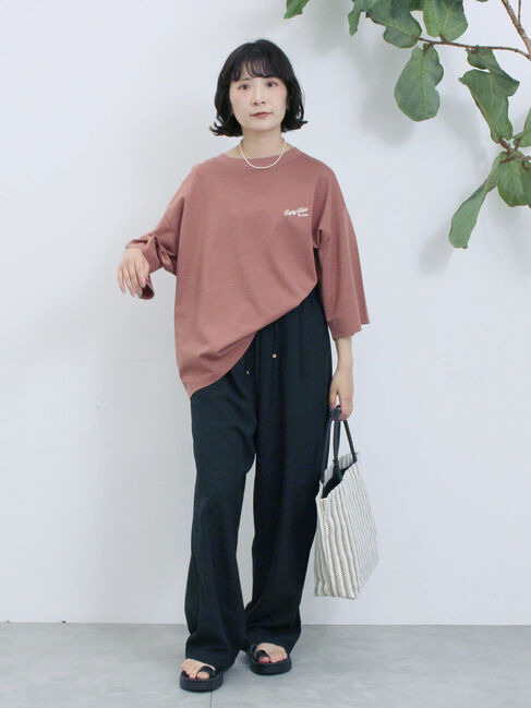 Samansa Mos2 blue「ポンチロゴ刺繍プルオーバー」|Tシャツ・カットソー|