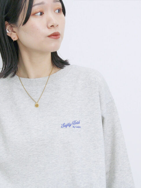 Samansa Mos2 blue「ポンチロゴ刺繍プルオーバー」|Tシャツ・カットソー|