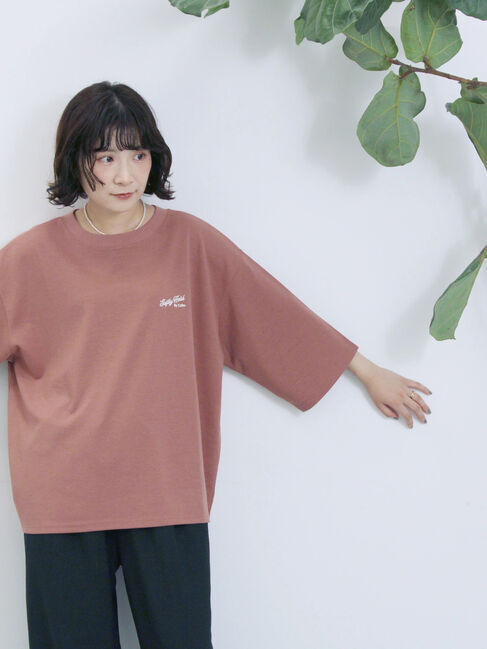 Samansa Mos2 blue「ポンチロゴ刺繍プルオーバー」|Tシャツ・カットソー|