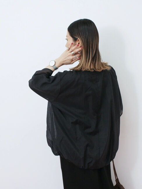 Samansa Mos2 blue「裾バルーンTシャツ」|Tシャツ・カットソー|