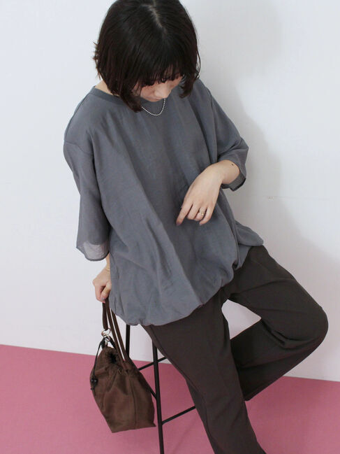 Samansa Mos2 blue「裾バルーンTシャツ」|Tシャツ・カットソー|