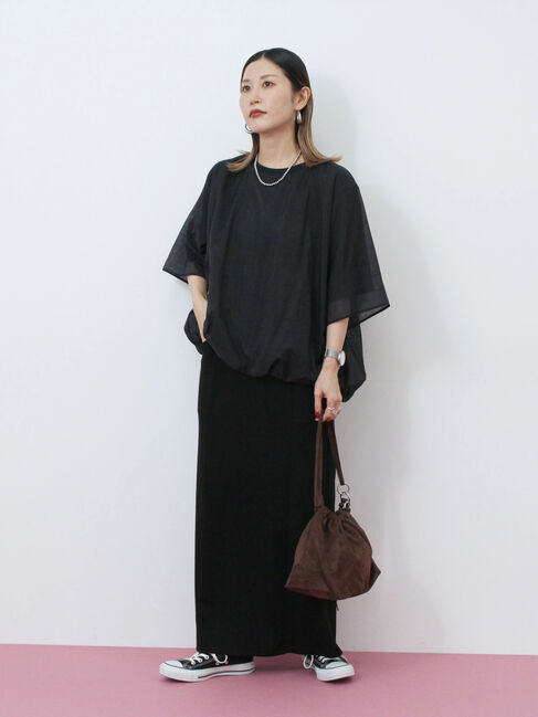 Samansa Mos2 blue「裾バルーンTシャツ」|Tシャツ・カットソー|