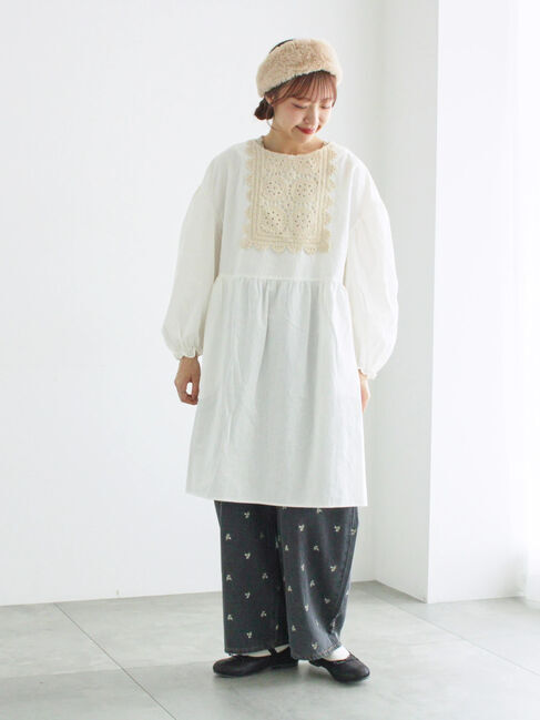 Samansa Mos2「【WEB限定】胸元レース貼りチュニック」|シャツ・ブラウス|