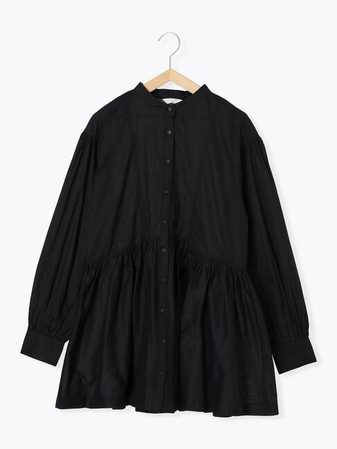 Samansa Mos2 blue「切り替えギャザーチュニックブラウス」|シャツ・ブラウス|