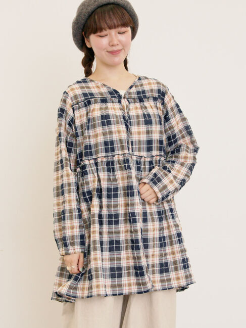 Samansa Mos2「◎サッカーチェックチュニック」|シャツ・ブラウス|