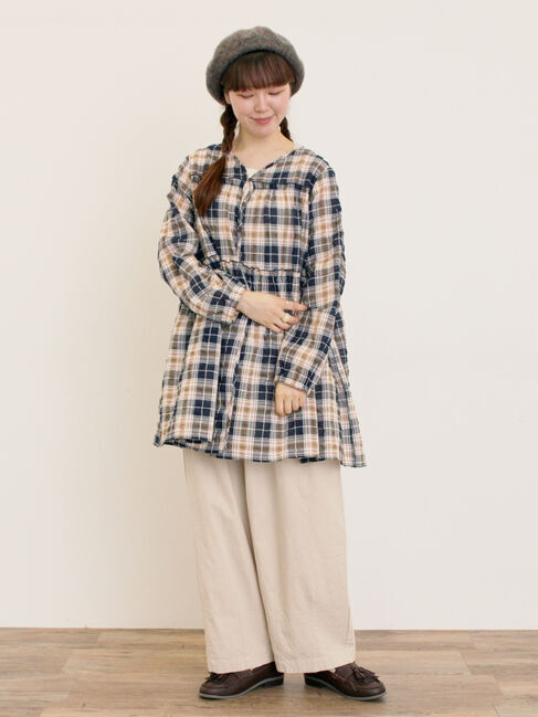 Samansa Mos2「◎サッカーチェックチュニック」|シャツ・ブラウス|