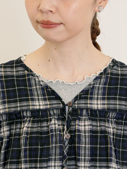 Samansa Mos2「◎サッカーチェックチュニック」|シャツ・ブラウス|