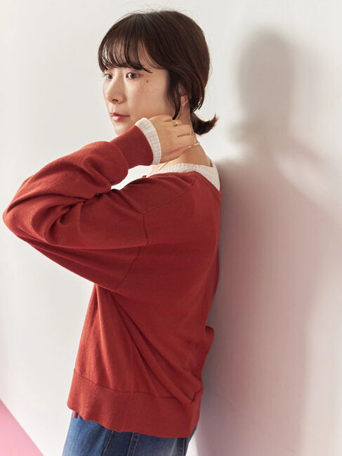 Samansa Mos2 blue「マルチスタイル前後2wayクルーネックカーディガン」|カーディガン|