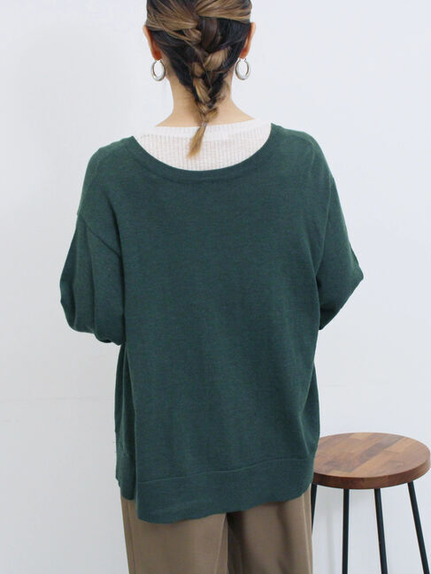 Samansa Mos2 blue「マルチスタイル前後2wayクルーネックカーディガン」|カーディガン|