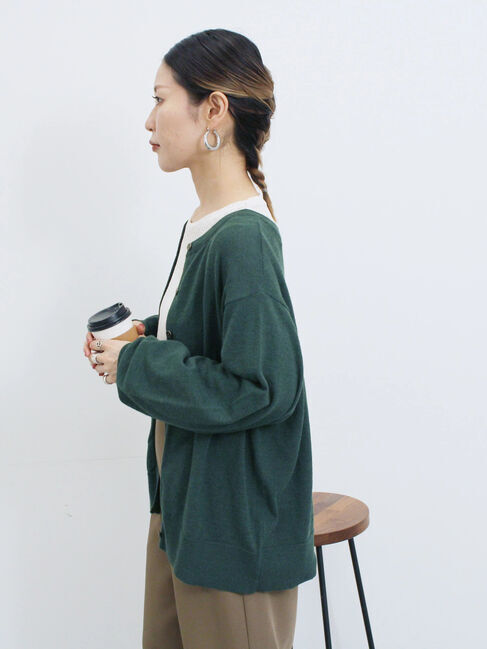 Samansa Mos2 blue「マルチスタイル前後2wayクルーネックカーディガン」|カーディガン|