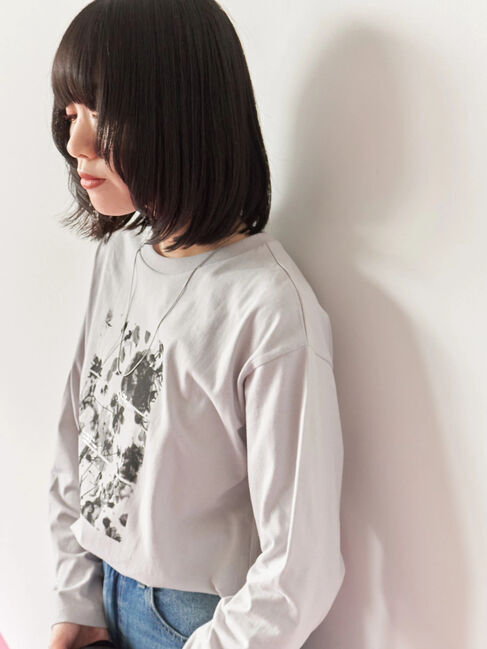 Samansa Mos2 blue「箔フォトプリントロンT」|Tシャツ・カットソー|