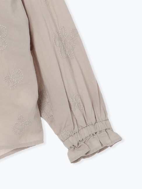 Samansa Mos2「ハンドステッチ風花柄シャーリングブラウス」|シャツ・ブラウス|