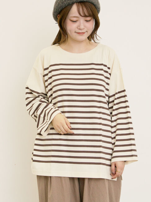 Samansa Mos2「パネルボーダーロングスリーブカットソー」|Tシャツ・カットソー|