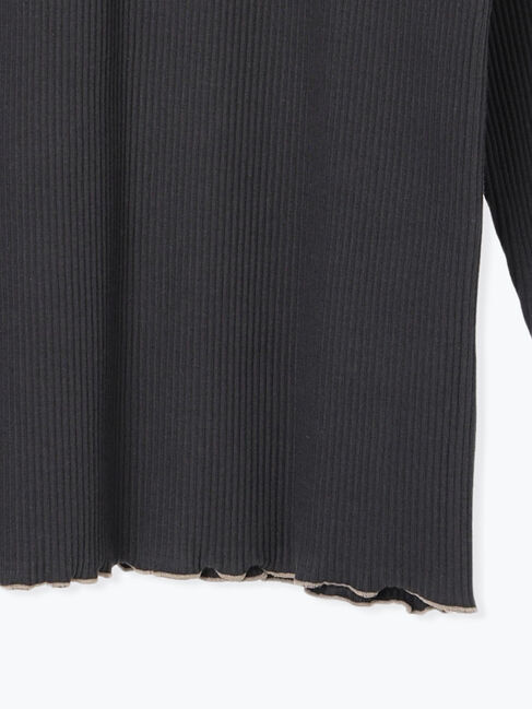 Samansa Mos2「配色メローカットリブフリルスタンドネックインナー」|Tシャツ・カットソー|