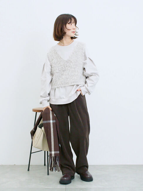 Samansa Mos2 blue「カットコールストレートパンツ」|その他|